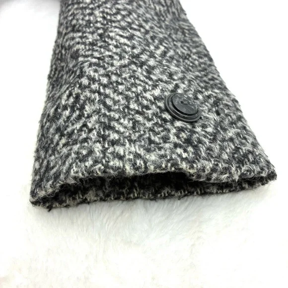 Italian Black and Gray Wool Women's Pea Coat, Size L - Picture 7 of 10